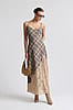 Avec Les Filles Lace Insert Plaid Maxi Dress
