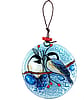 Handmade Fused Glass Disk ornament suncatcher light Chickadee Bird  Suncatcher Christmas tree Decor NEW