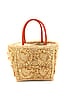 Shebobo Hearts Crochet Straw Basket Bag with Fringed Heart Pattern