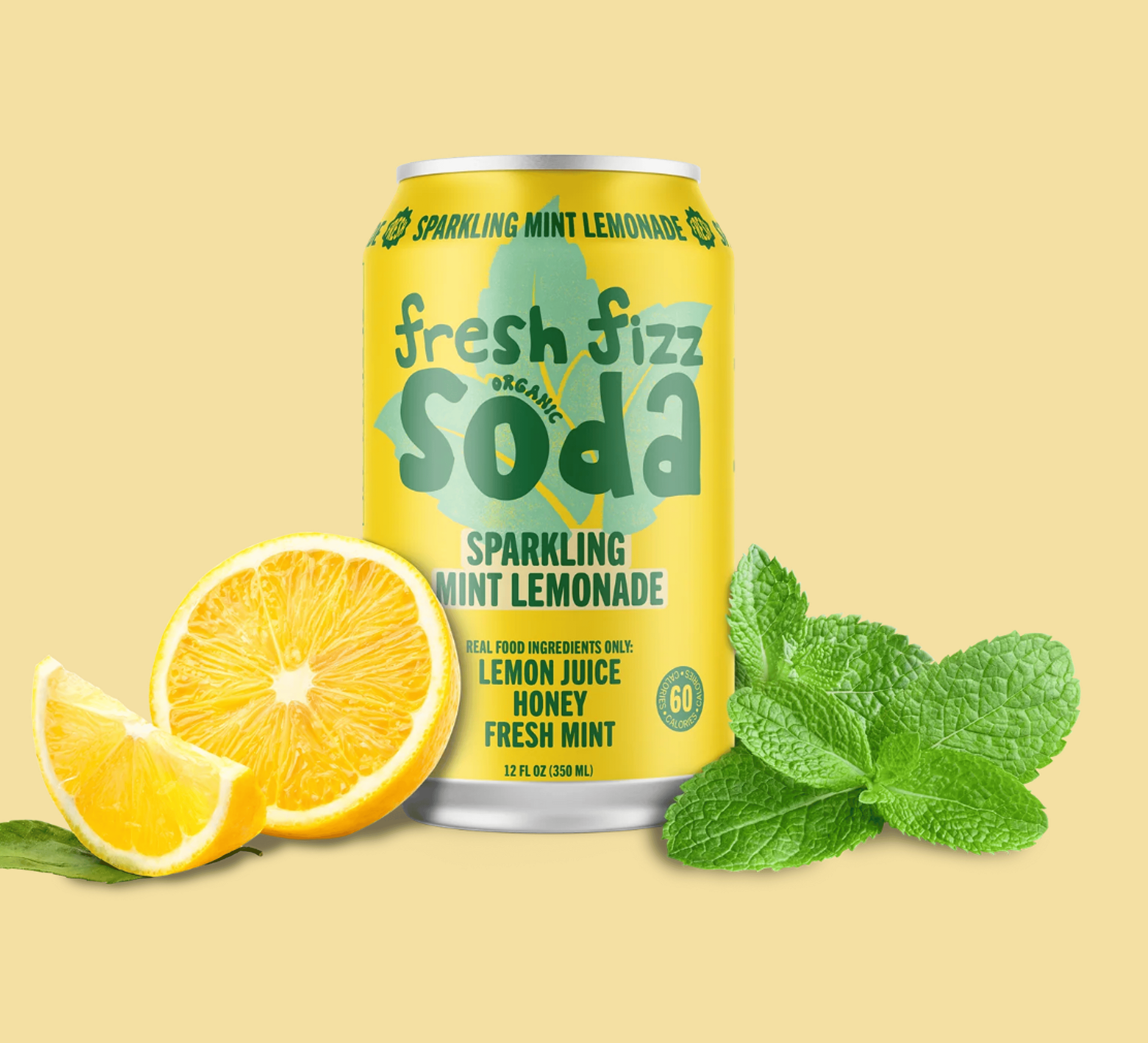 Fresh Fizz Sparkling Mint Lemonade - Natural Soda (12-Pack)