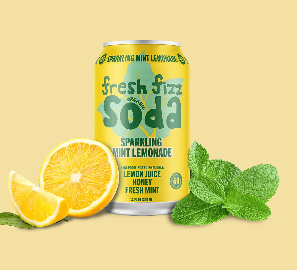 Fresh Fizz Sparkling Mint Lemonade - Natural Soda (12-Pack)