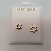 14k Real Yellow gold Star of David CZ stud Screw back earrings