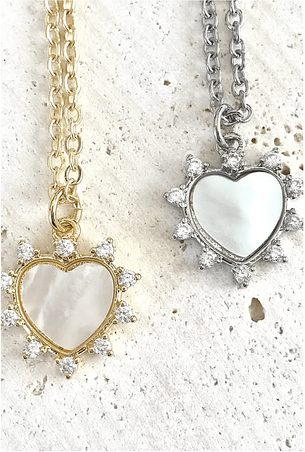 VB & Co Silver Heart & Pearl Necklace