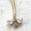 VB & Co Gold Dainty Crystal Bee Necklace