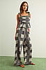 Miou Muse Navy Gingham & Stripe Patch Pants