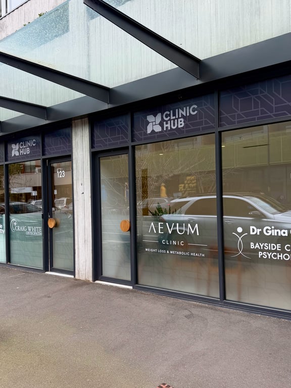 The AEVUM clinic frontage at 123 Martin Street, Brighton