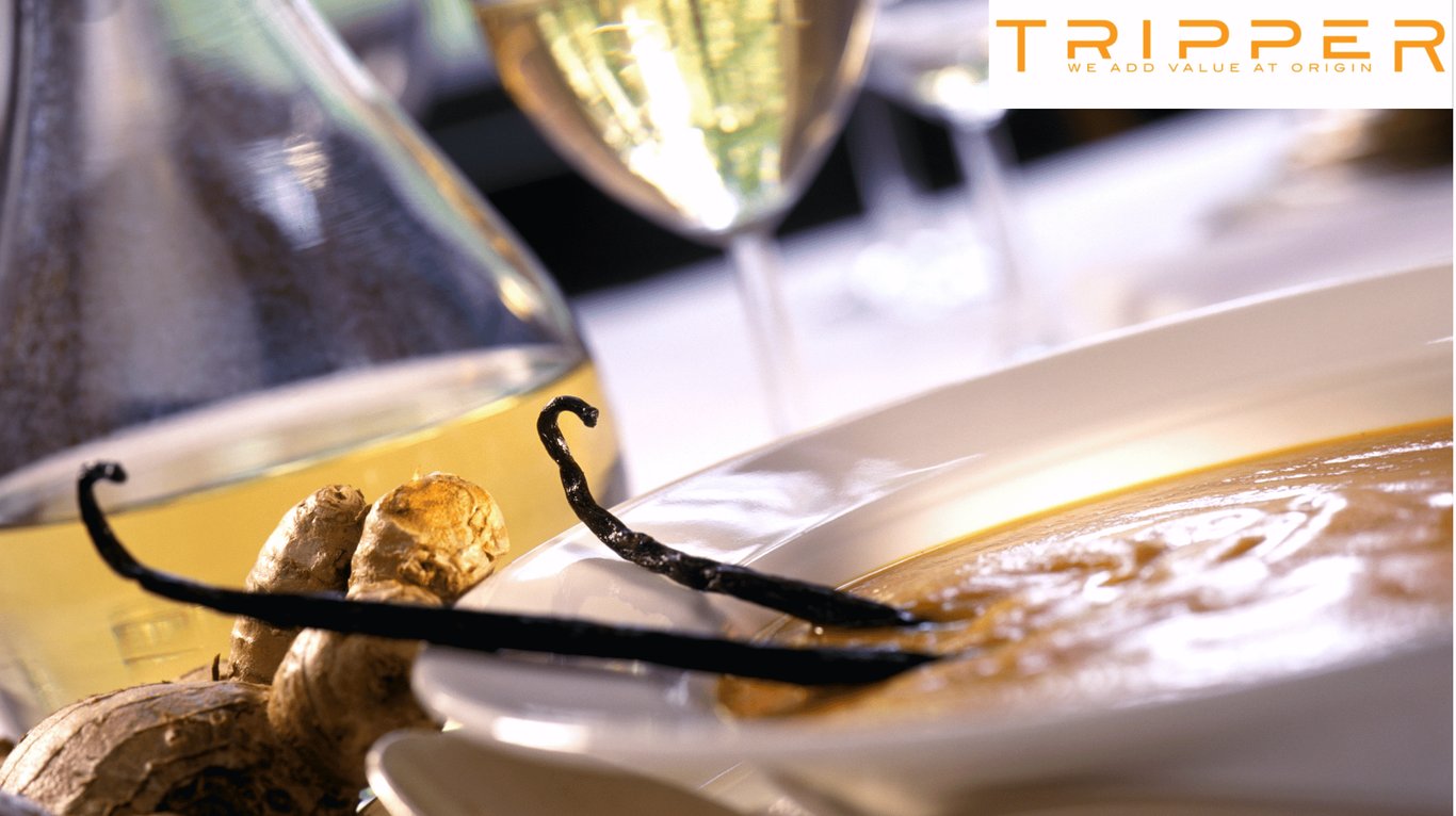 Vanilla beans infused in a savoury soup to balance acidity and spiciness