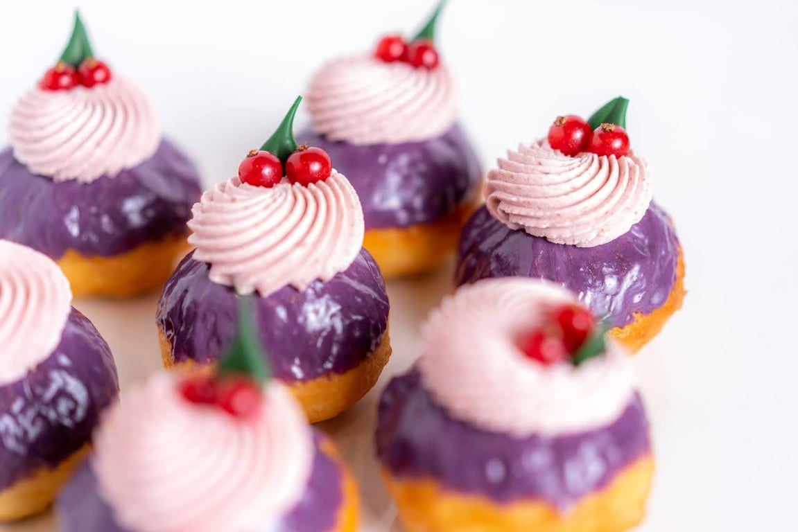 Eye-catching ube buttercream and glaze