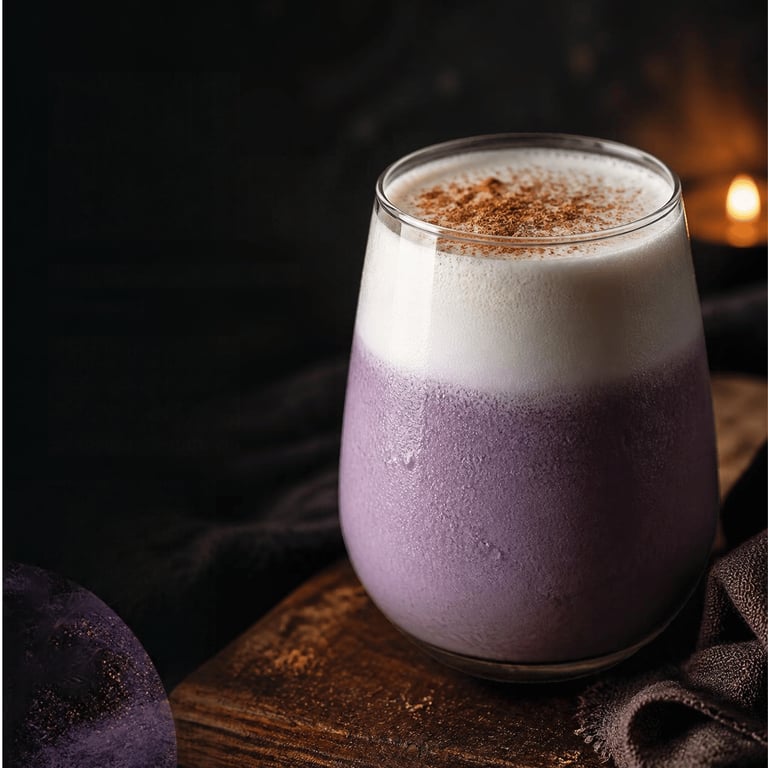 Ube Purple Haze with Vanilla Foam and Cinnamon Dust