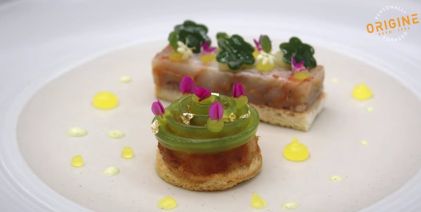 Ginger Prawn with Pandan Cucumber Gelée by Chef Effendi