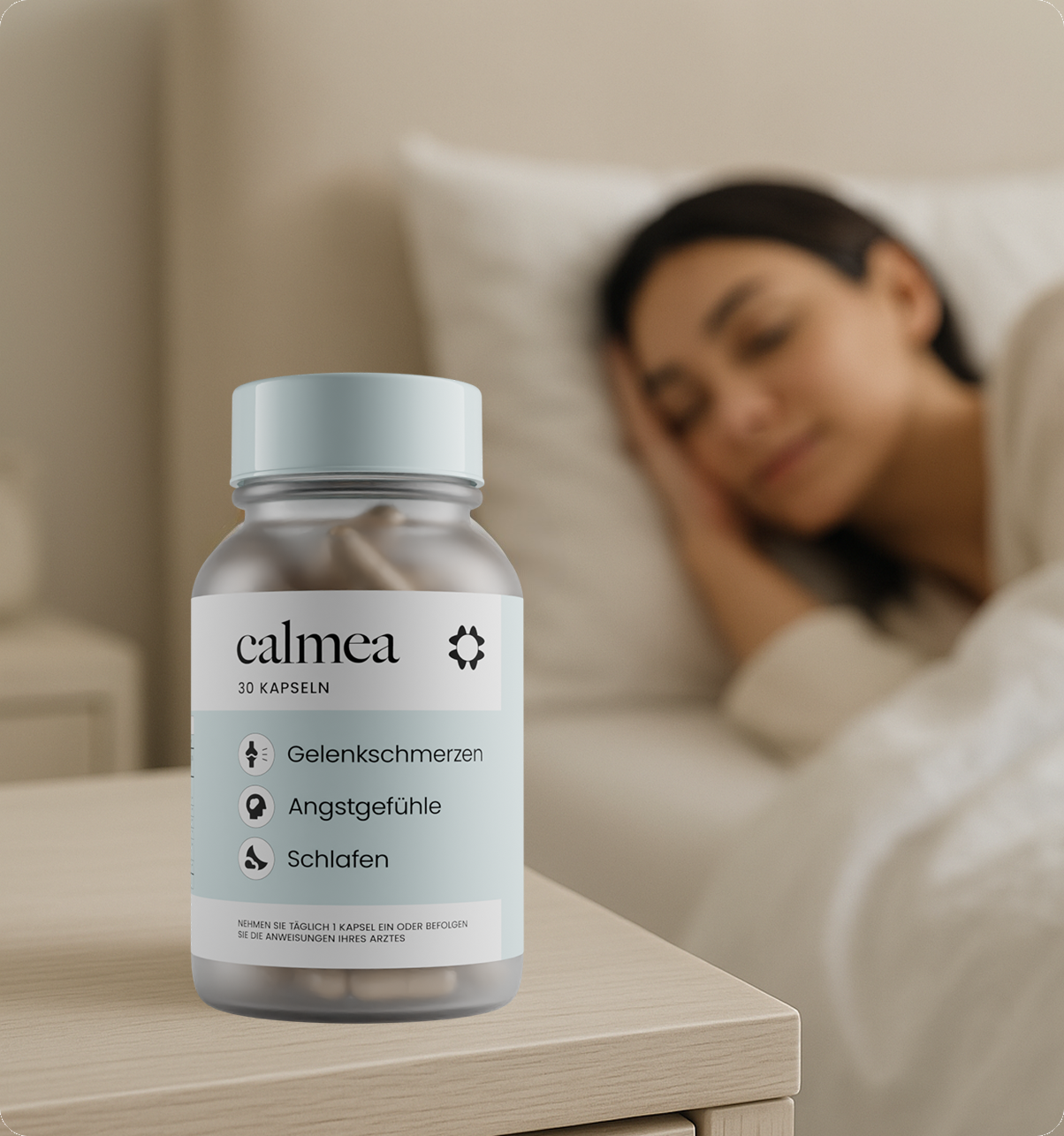 happy woman sleeping after calmea