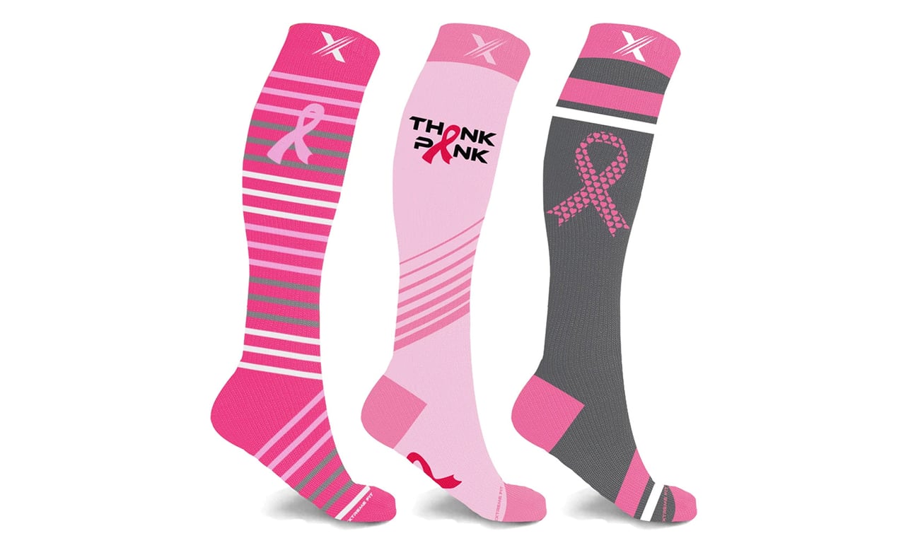 Extreme Fit 3-Pairs Breast Cancer Awareness Knee High Compression Socks ...