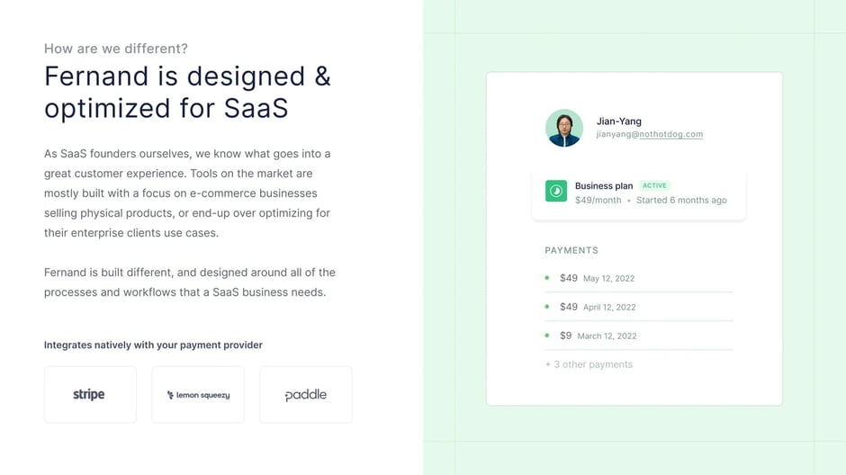 Fernand is designed and optimized for SaaS