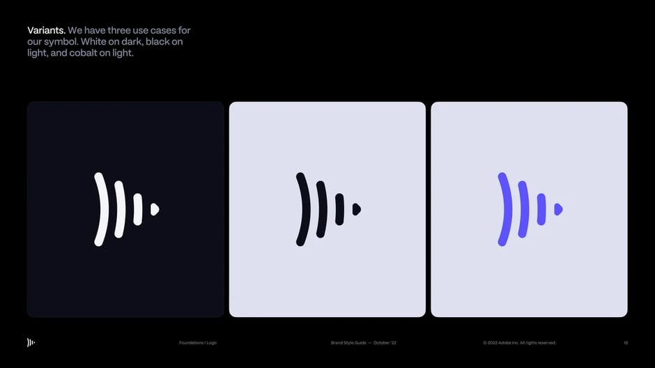 Symbol variants for dark, light, and cobalt backgrounds