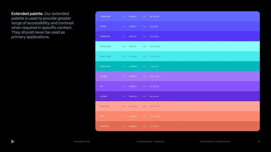 Primary color palette with light and dark variants