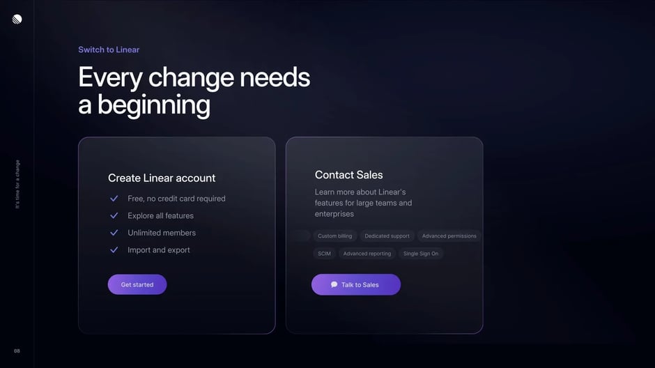 Get started with Linear or contact sales