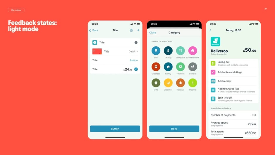 Feedback states in light mode application