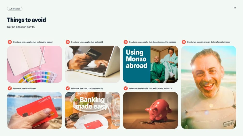 Guidelines restrict using imagery misaligned with brand values, unvetted photos