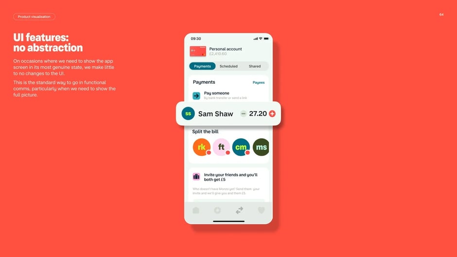 Mockups of additional product features demonstrating variety of screen types