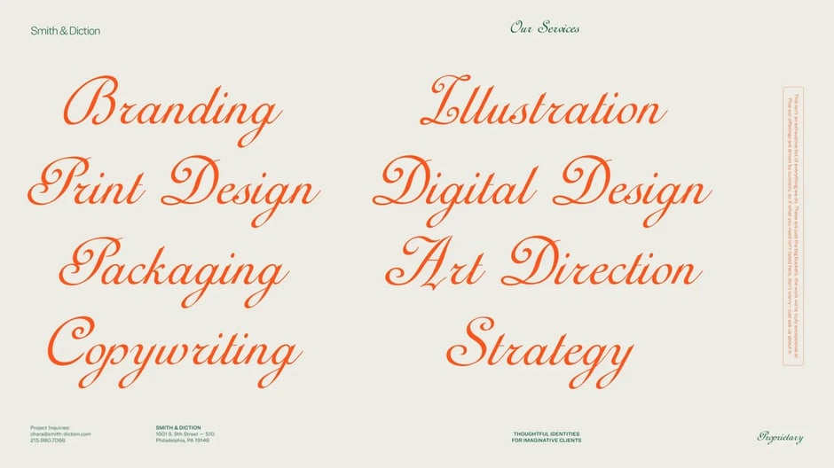 Service offerings: branding, design, and art direction