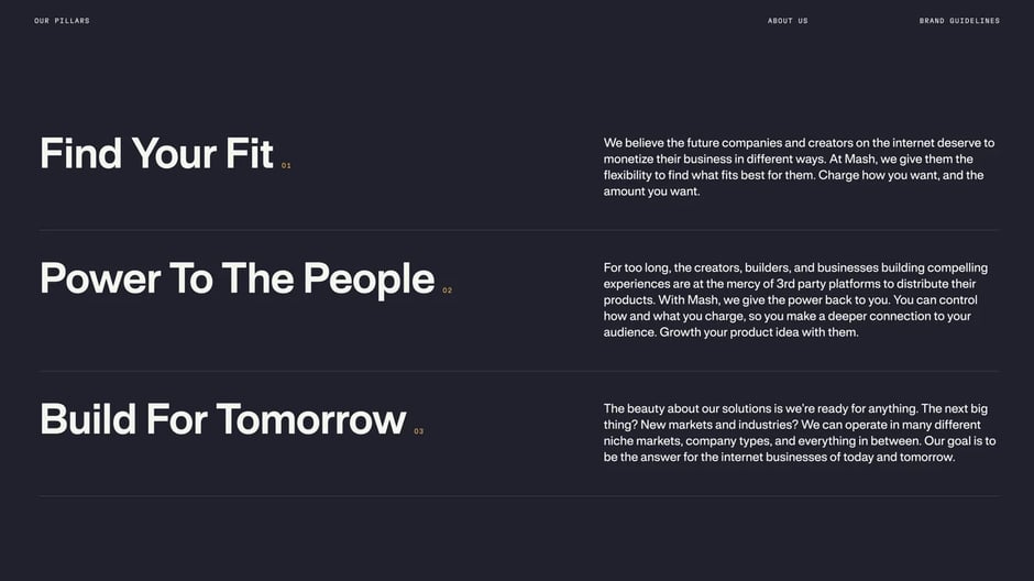 Three brand pillars: find your fit, power to people, build for tomorrow