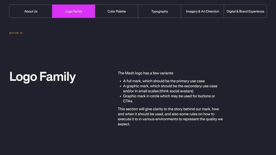 Logo Family section overview