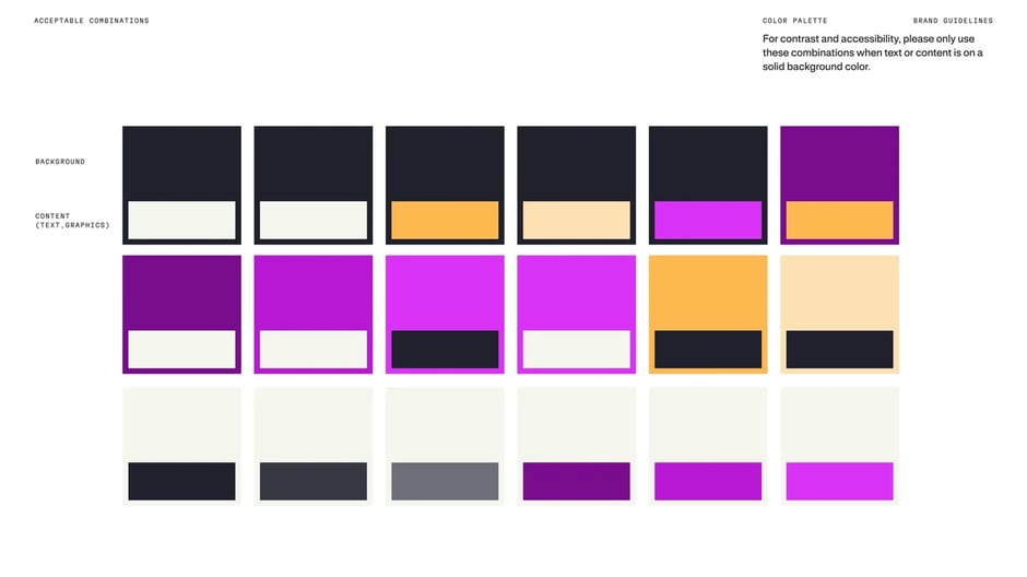 Color specifications with RGB and CMYK values