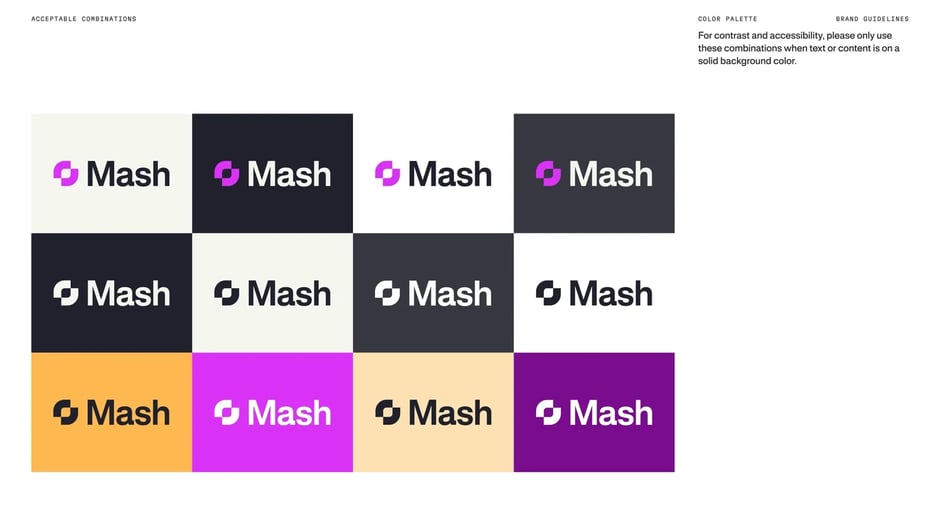Acceptable contrast combinations for readability