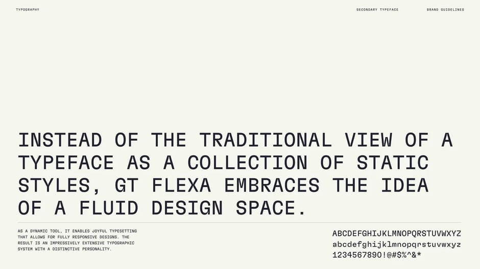 GT Flexa: secondary typeface with variable features