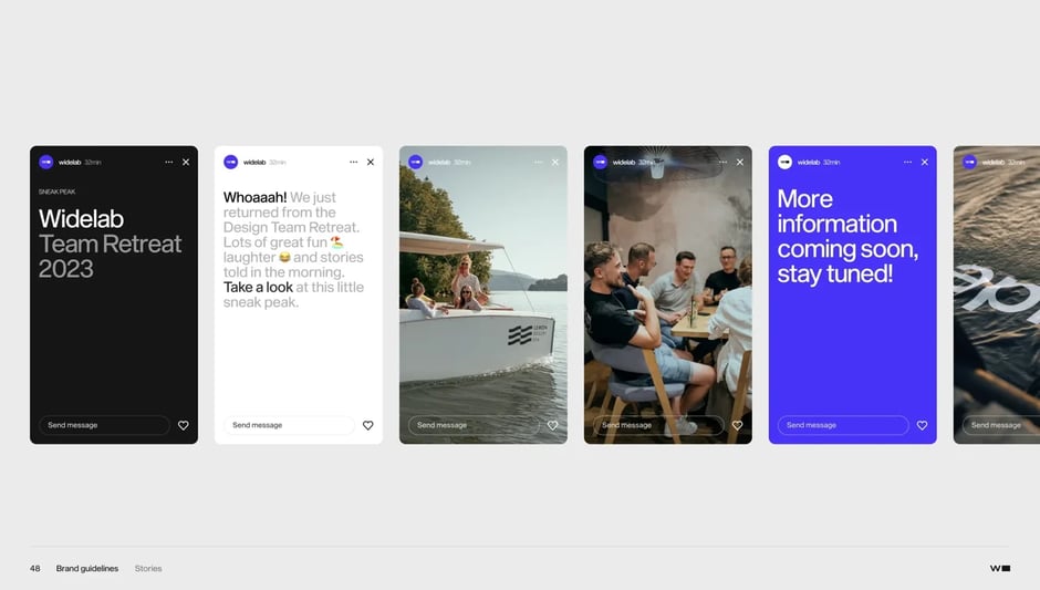 Brand application on social platforms with Instagram post examples showing