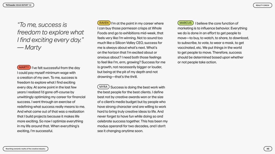 Success perspectives across creative disciplines