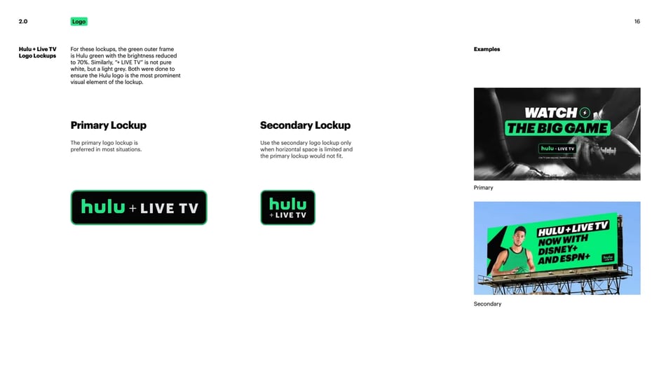Hulu green as primary brand color