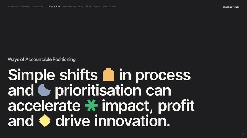 Ways of doing: simple shifts accelerate impact and innovation