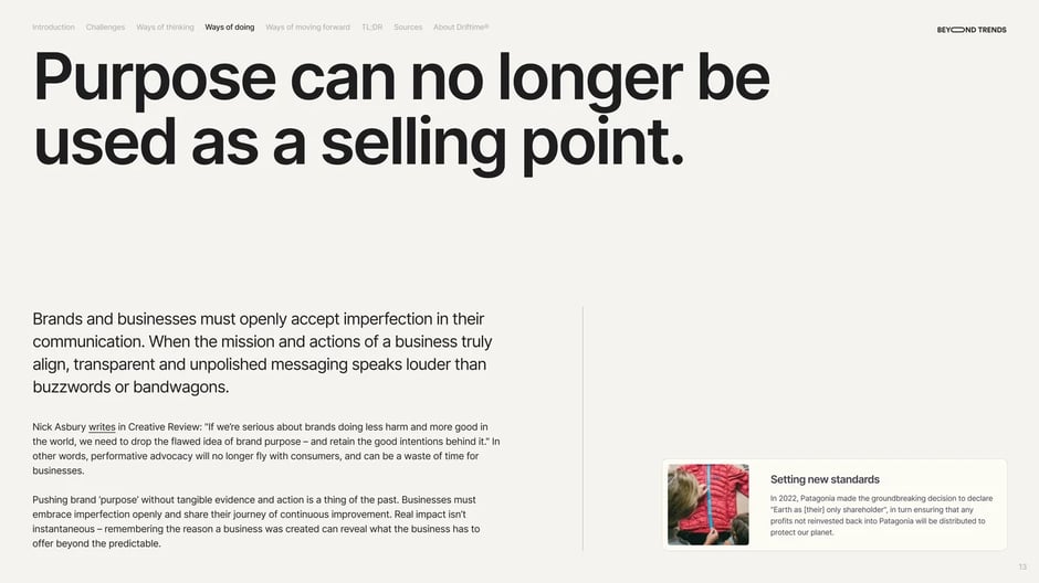 Purpose can no longer be used as a selling point