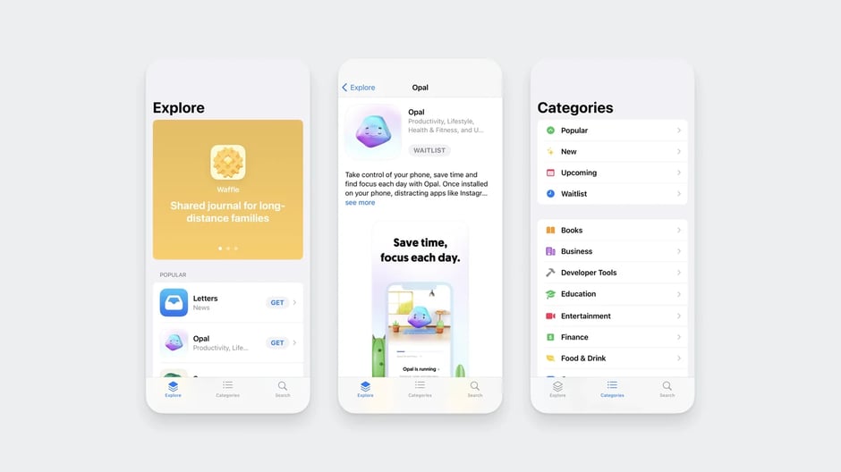 Opal: productivity app interface design