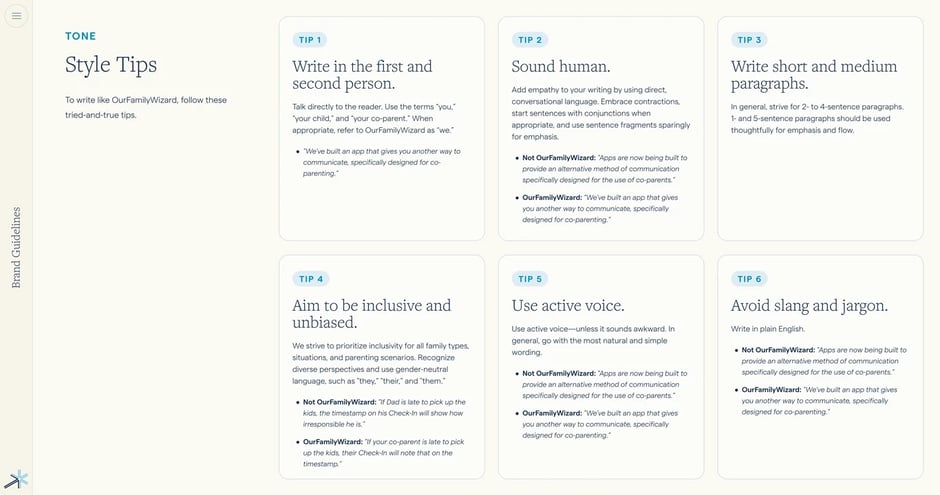 Style tips for voice and tone application
