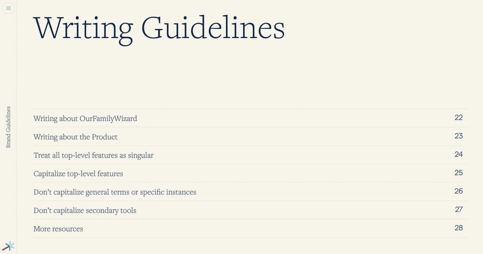 Logo system guidelines section index
