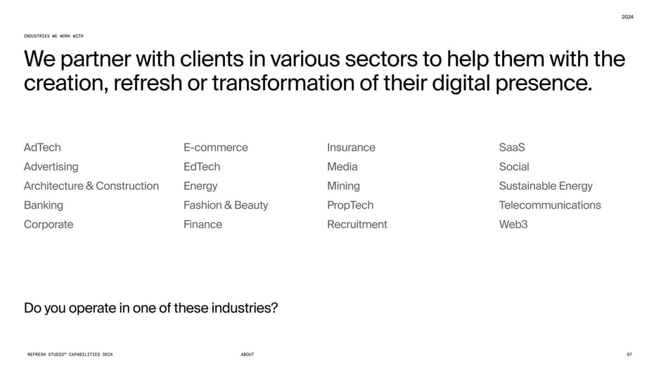 Expertise and service capabilities
