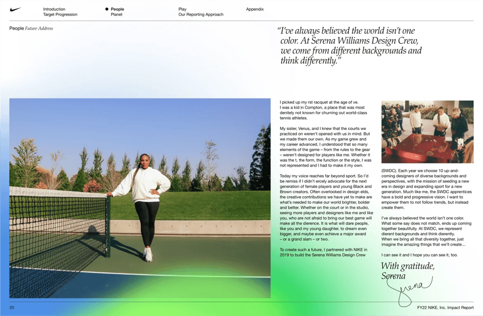 Serena Williams athlete equity profile