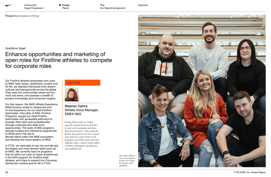 Nike employees in training and development
