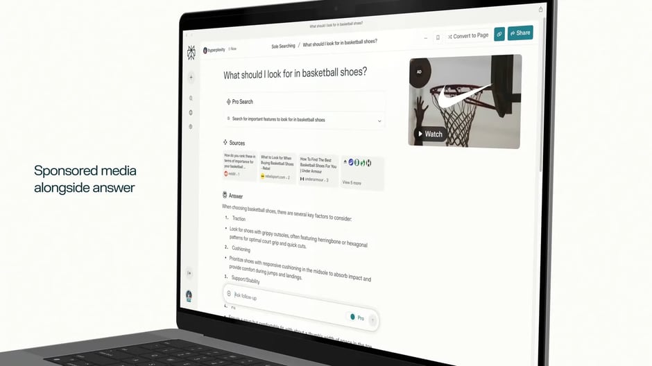 Leading brands have begun advertising on Perplexity, demonstrating demand