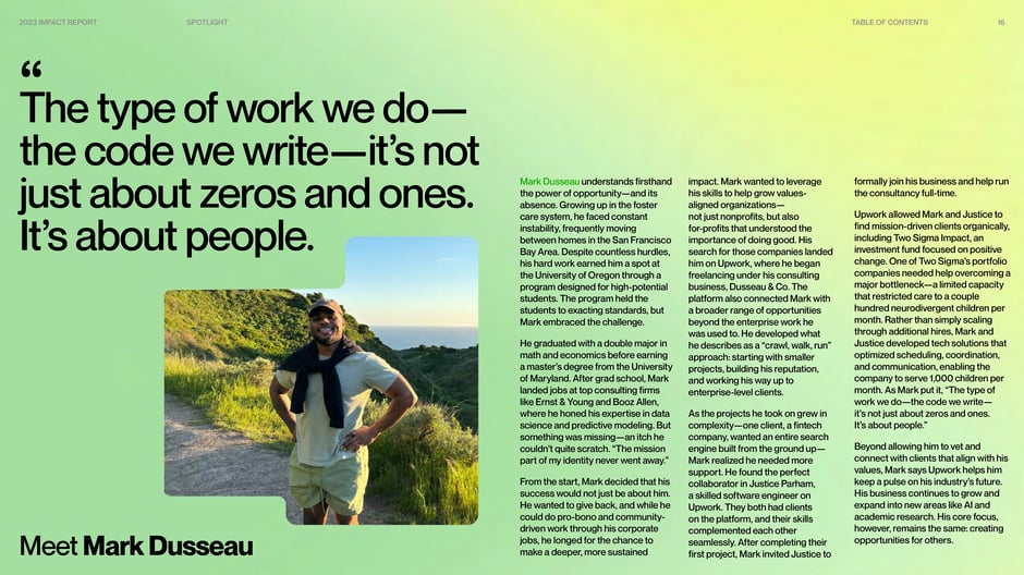 Profile of Mark Dusseau, who used Upwork to pivot