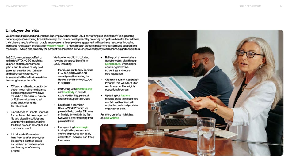 In 2024 Upwork expanded benefits: unlimited PTO, 401(k) matching