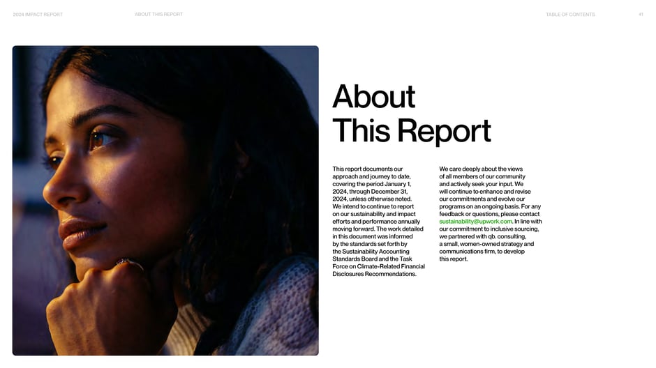 Defines the report's scope (January 1–December 31, 2024), states Upwork's