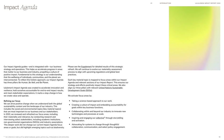 Outlines the Impact Agenda as a strategic framework with three
