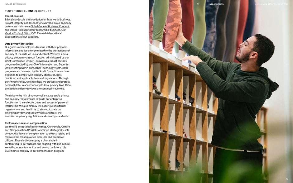 Covers Lululemon's Global Code of Business Conduct and Vendor Code