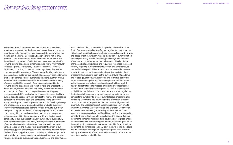 A legal disclaimer explaining that the report contains forward‑looking estimates