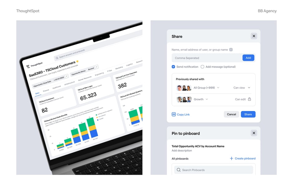Sharing and pinboard workflows
