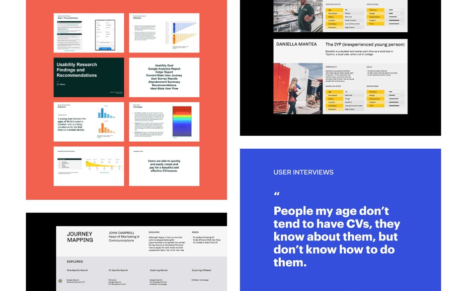 User research, journey mapping and usability findings