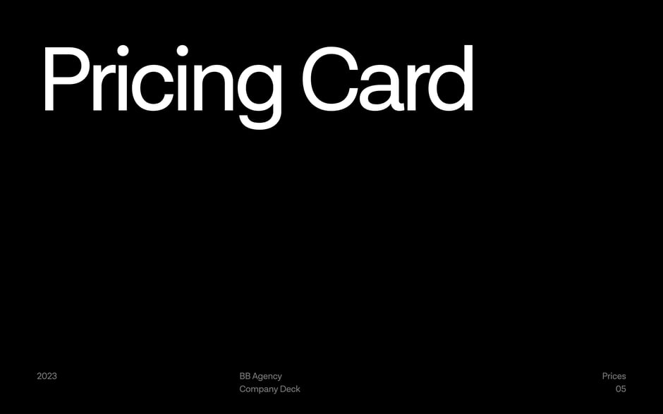 Section header introducing the agency's pricing and rates for creative